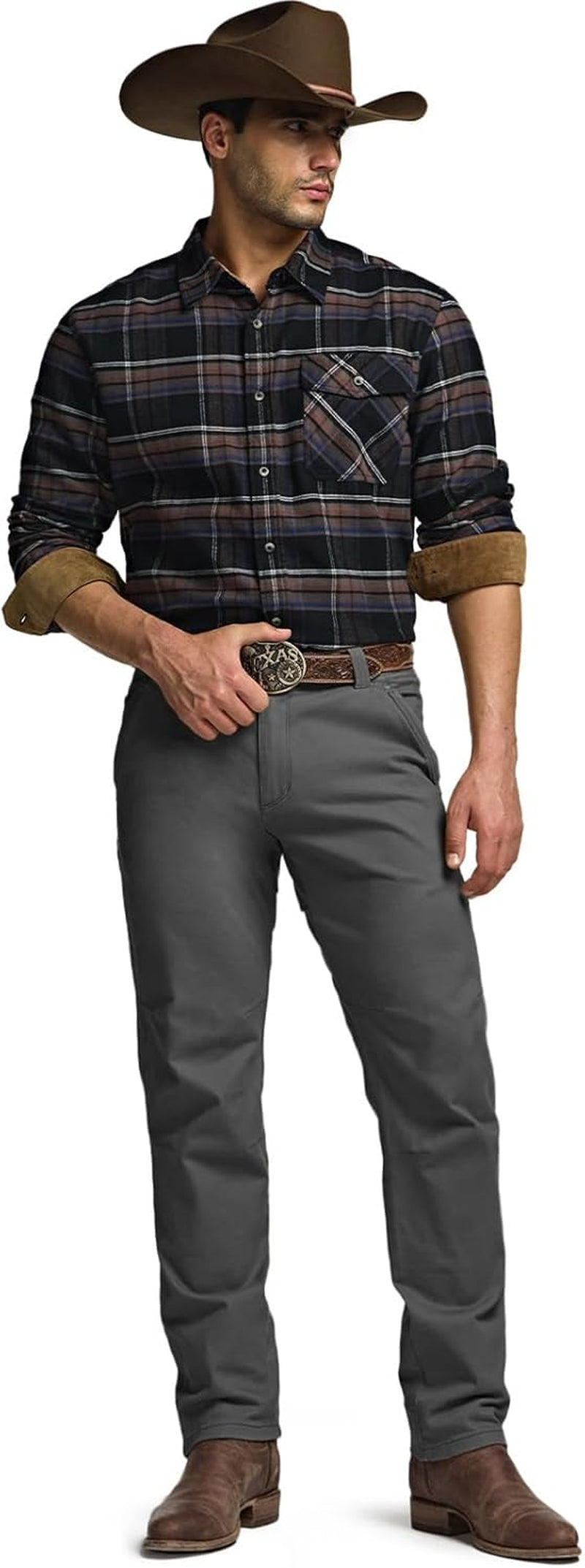 Men'S 100% All Cotton Button down Flannel Shirts, Long Sleeve Brushed Warm Soft Casual Outdoor Plaid Shirt