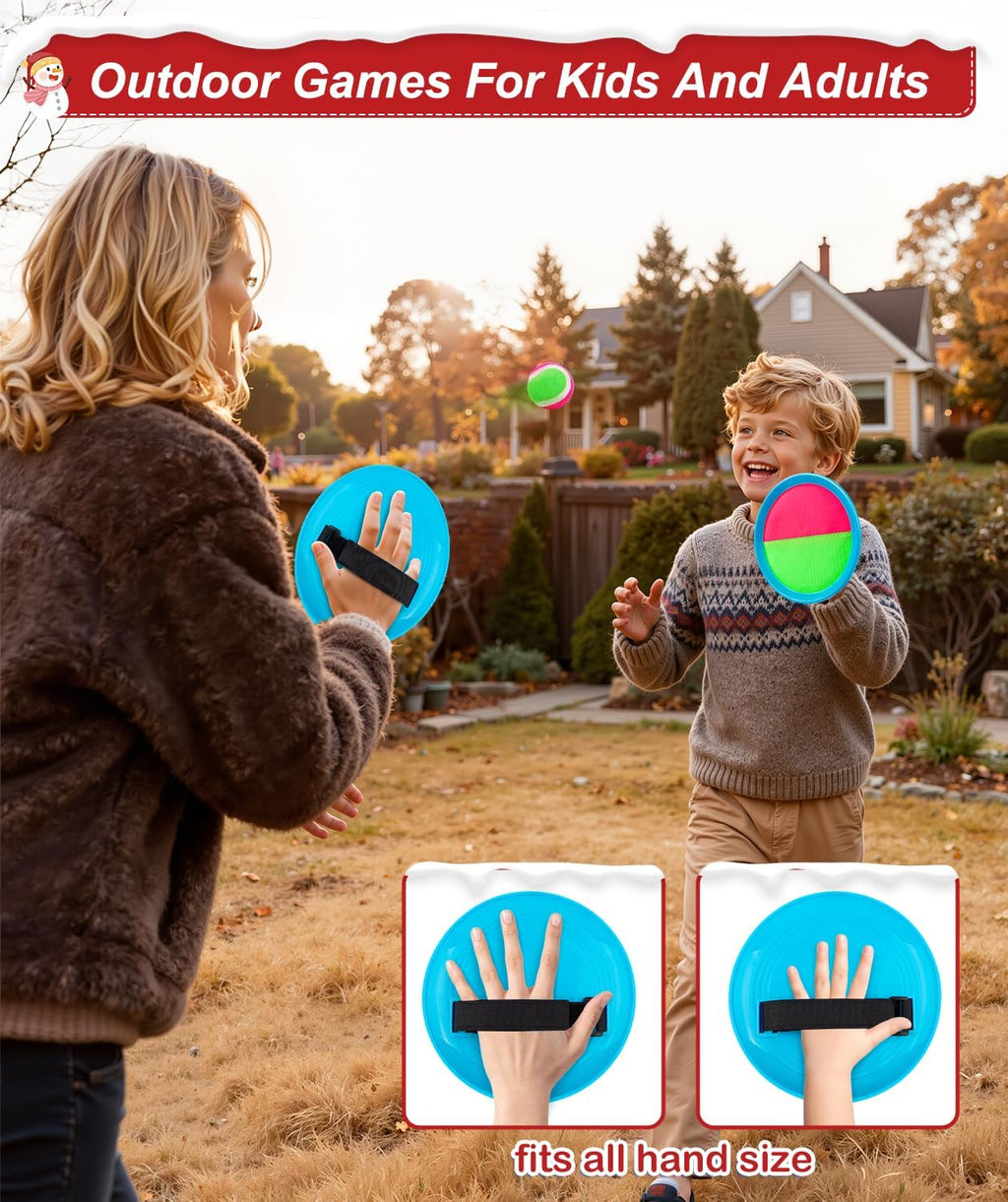 Toddler Toys Toss and Catch Ball Set Christmas Stocking Stuffer for Kids Toddler, Toys for 3 4 5 6 7 8 Year Old Boys Girls Birthday Gift, Yard Outdoor Games for Kid Ages 4-8 8-12 Beach Pool