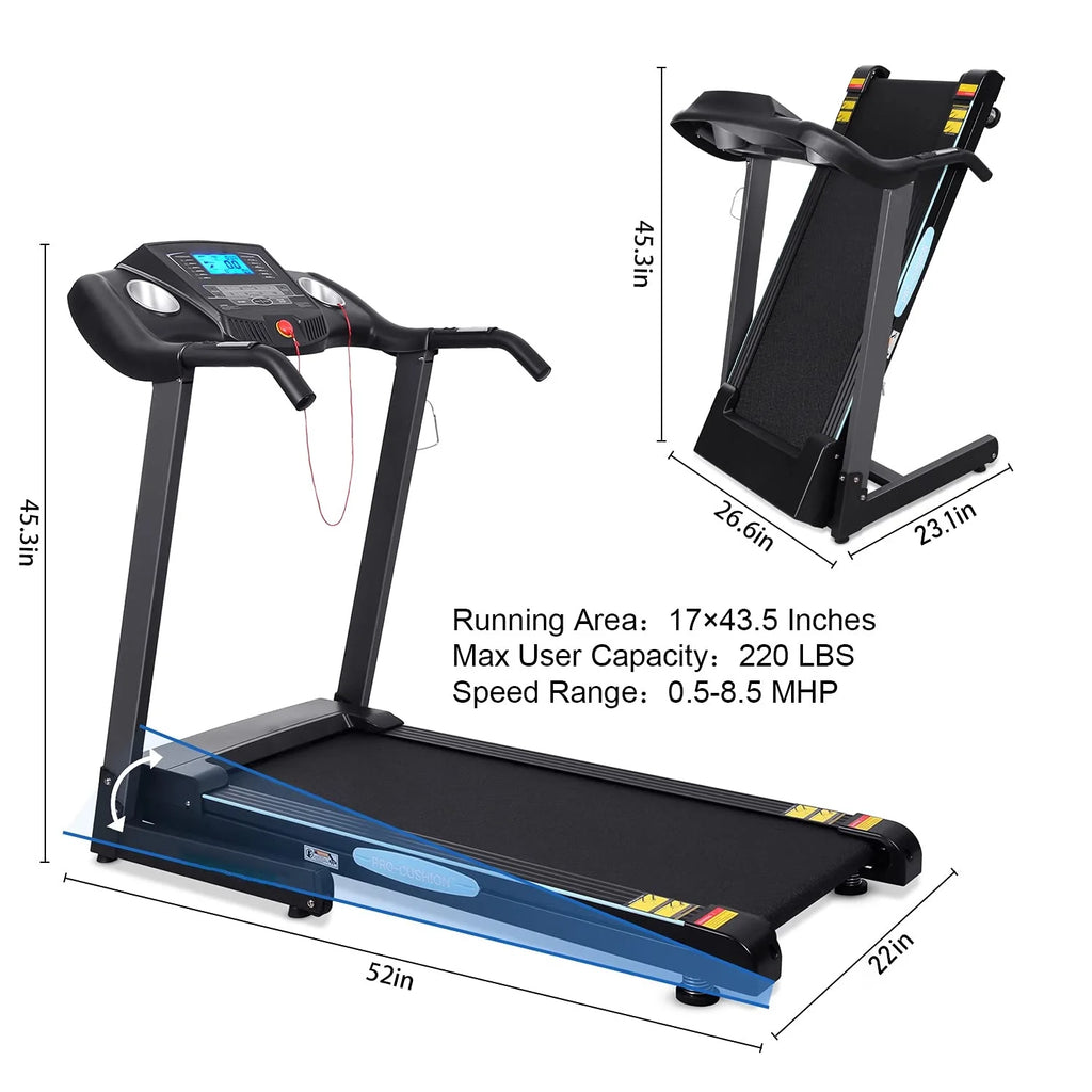 2.5 HP Treadmills for Home with 12 Levels Auto Incline, 8.5 Mph Speed 15 Preset Program, 220Lbs Max Weight