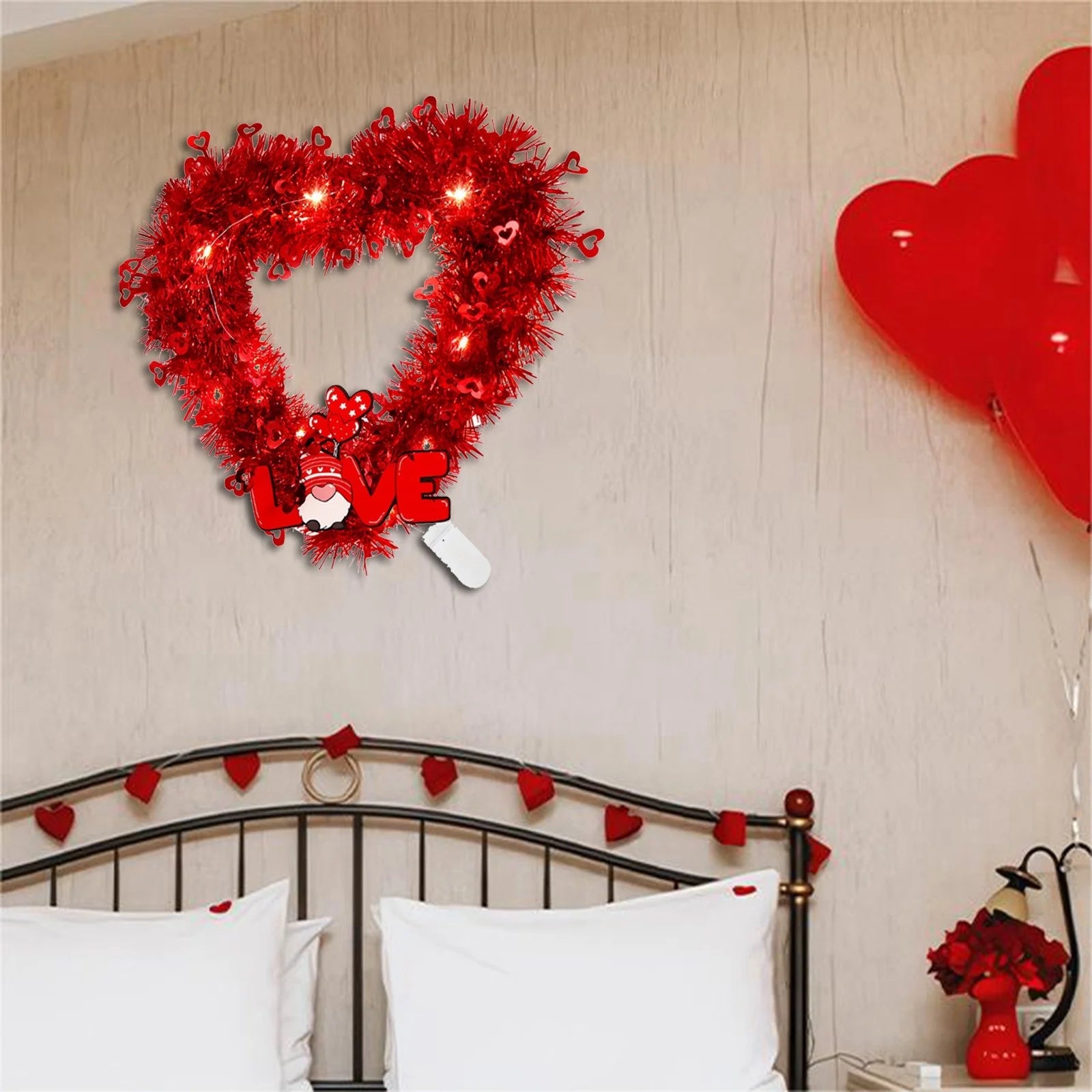 Valentine'S Day Love Garland Wedding Party Scene Layout Luminous Decoration Heart Shaped Garland Light String Diy